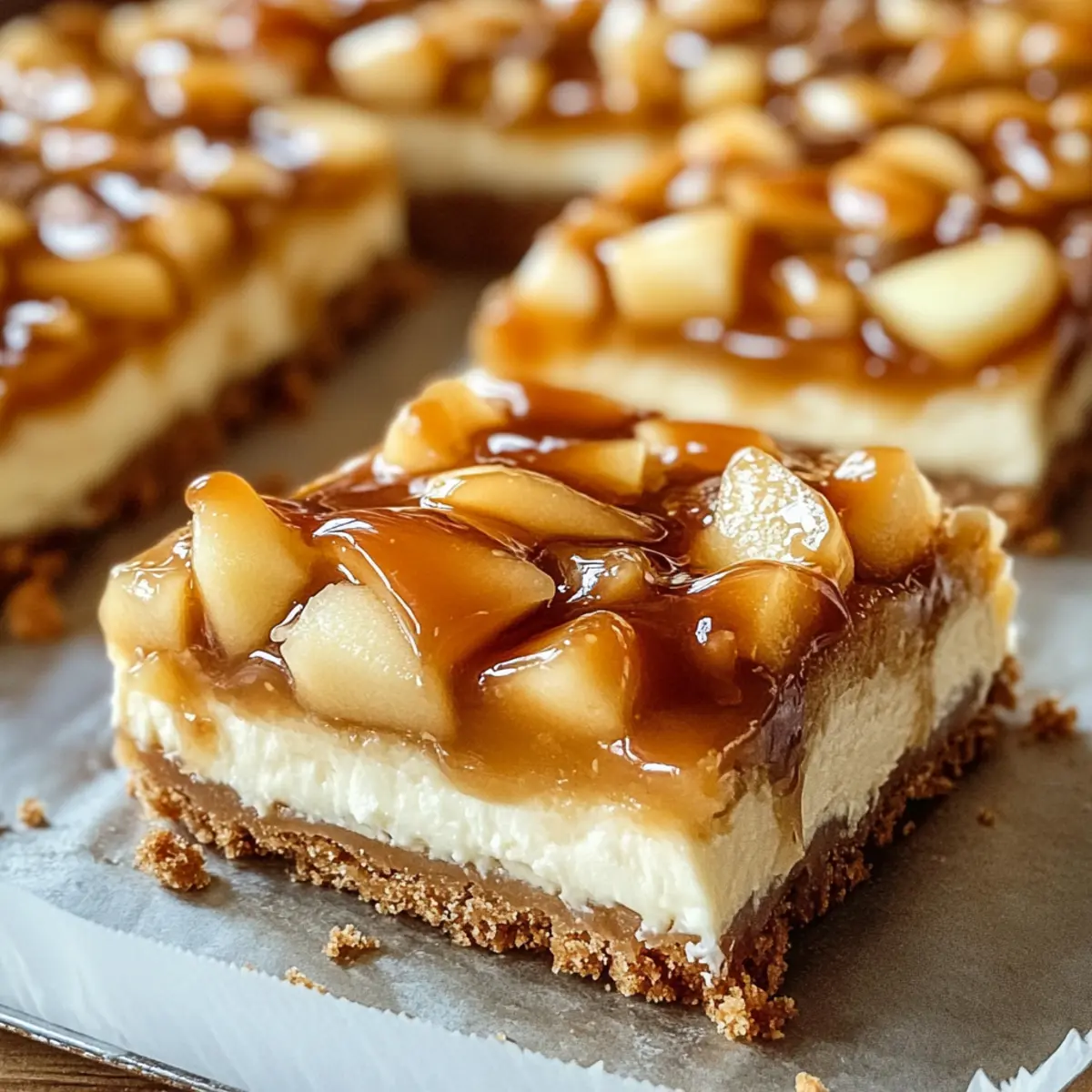 Karamell-Apfel-Käsekuchen-Riegel für den Herbstgenuss