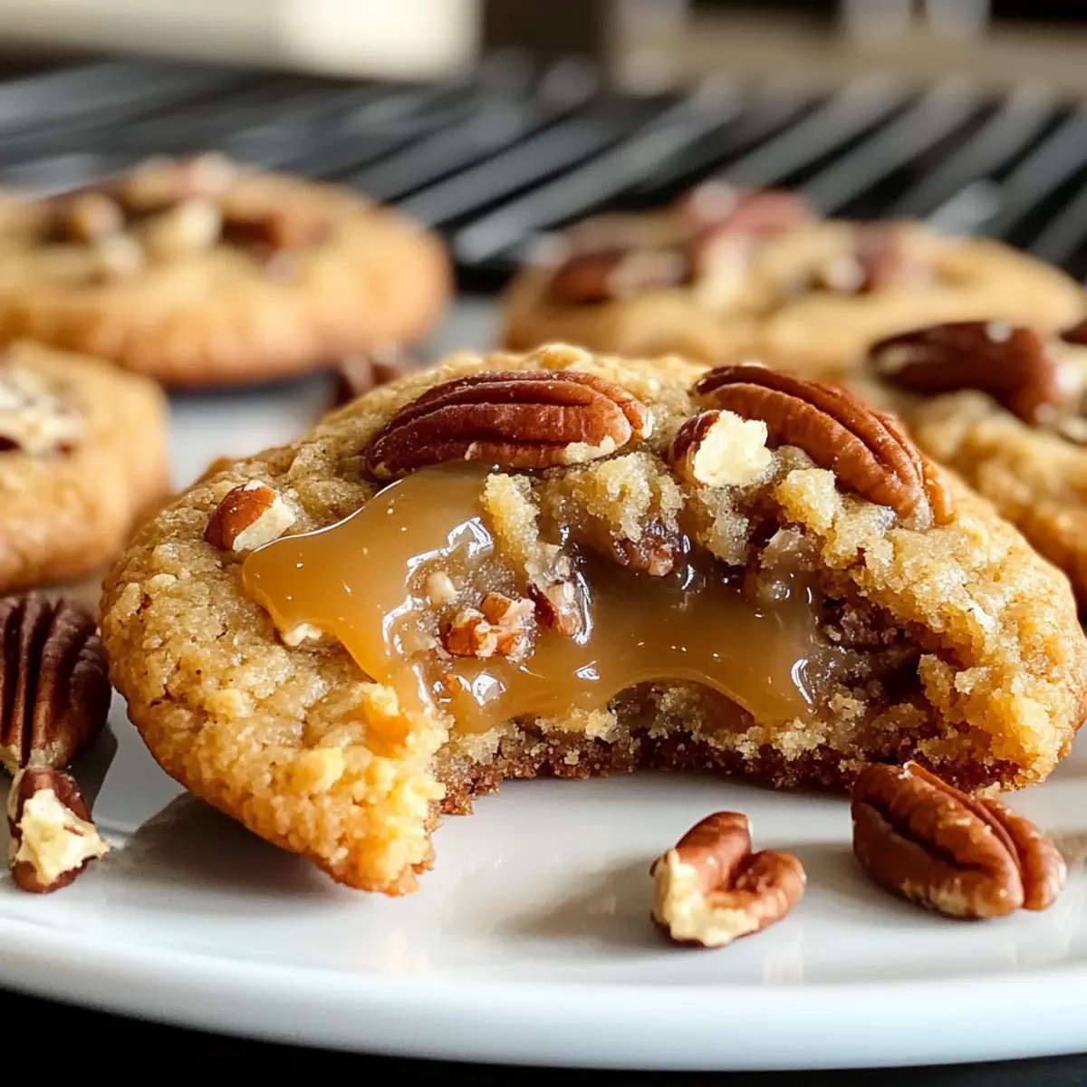 Kekse mit chewy Pekannusskuchen und karamellisierter Füllung