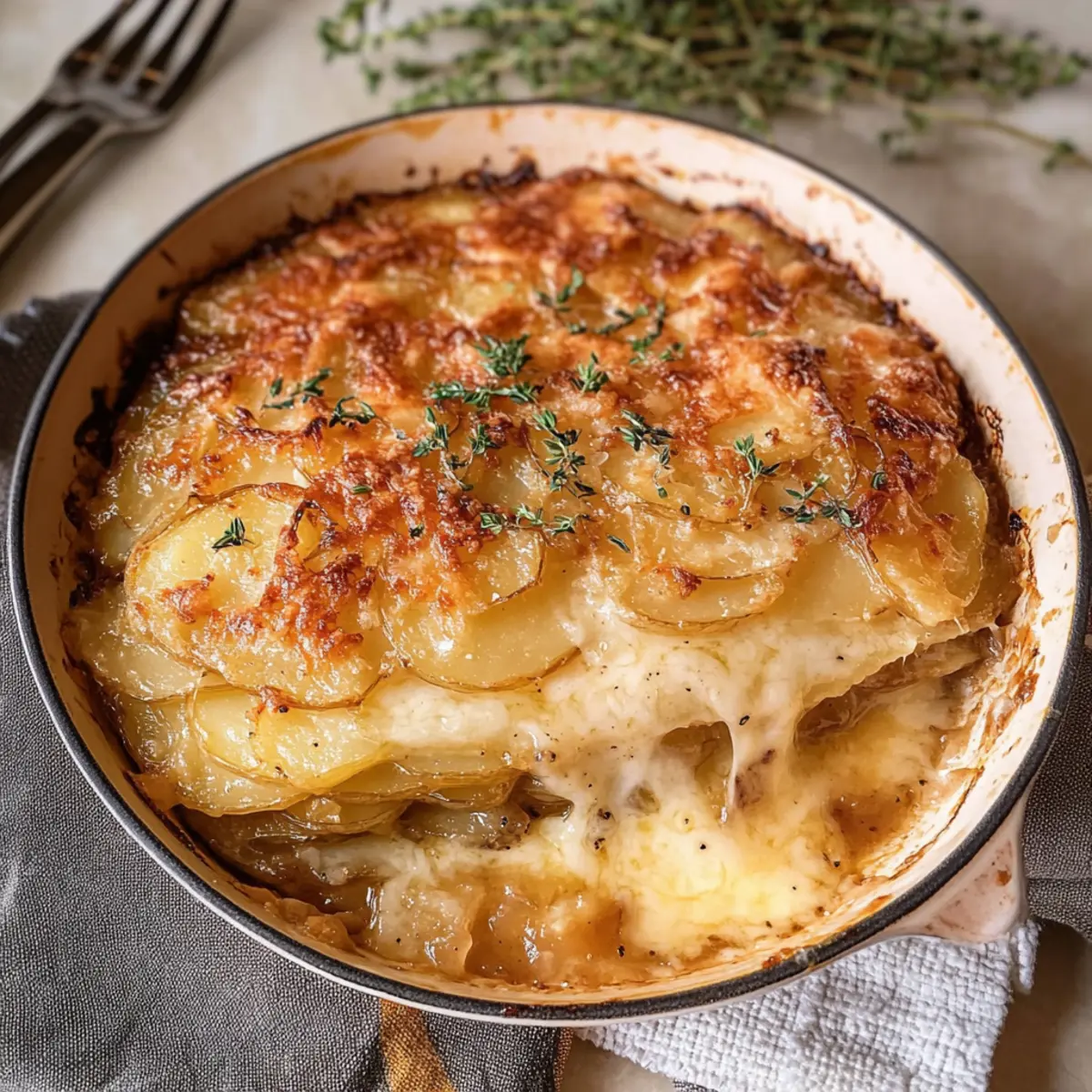 Französische Zwiebel suppe Kartoffeln für Wohlfühlmomente
