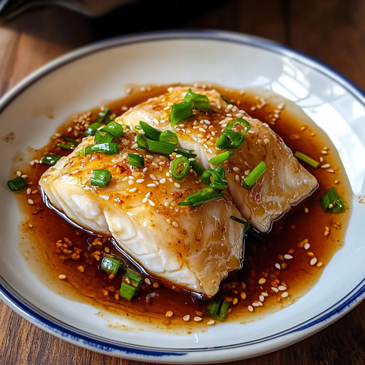 Pochierter Fisch mit Sojasauce-Glasur in 10 Minuten