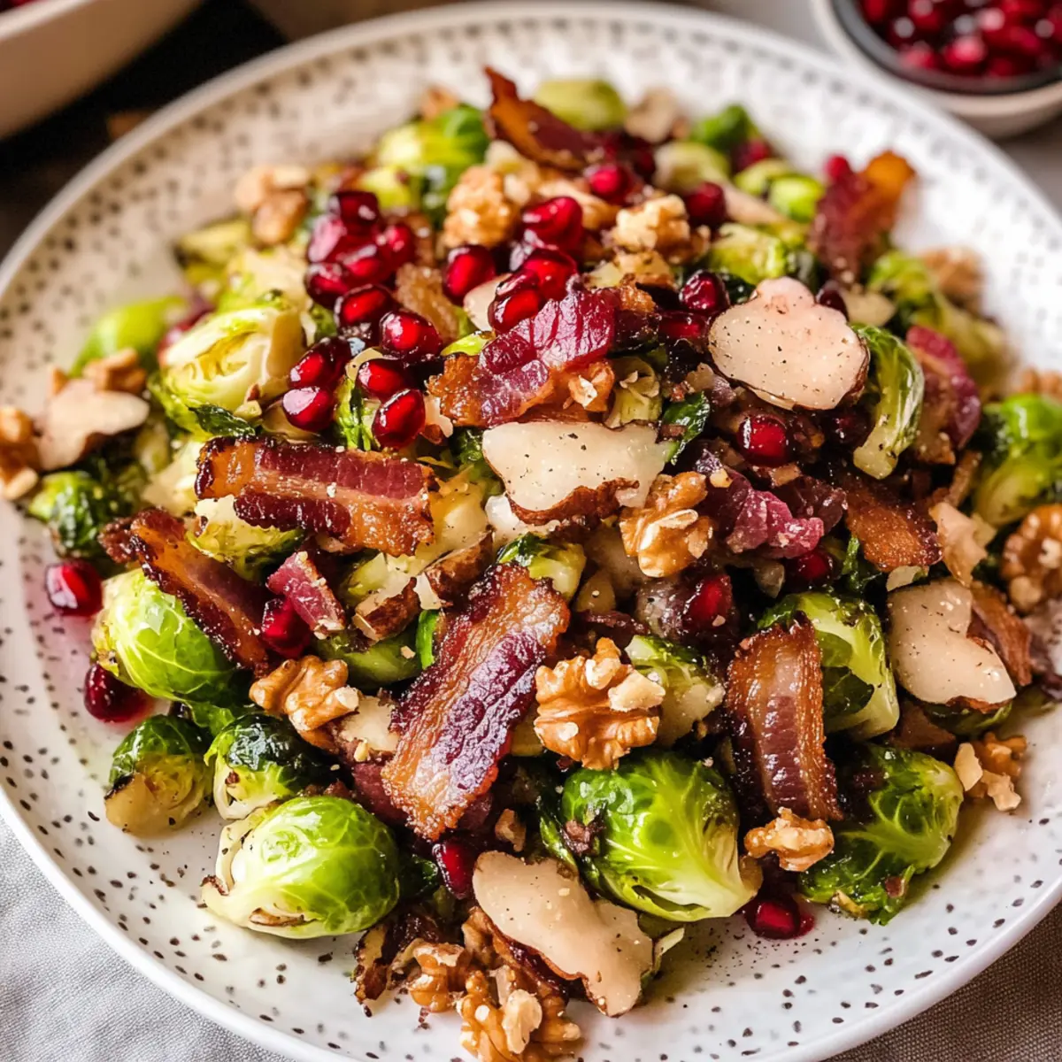 Warmer Rosenkohl-Salat mit Speck und Granatapfel