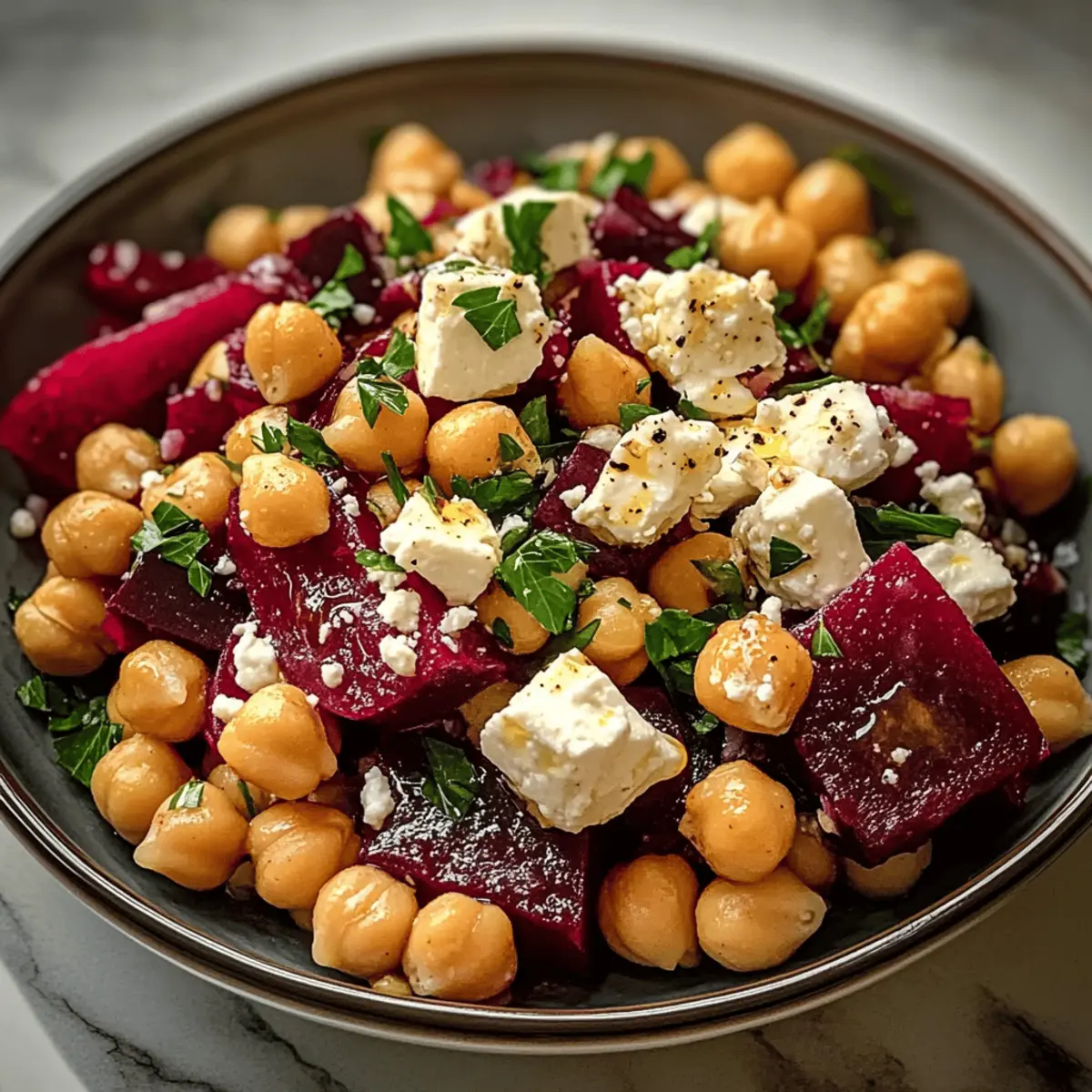 Kichererbsen-, Rüben- und Feta-Salat genießen