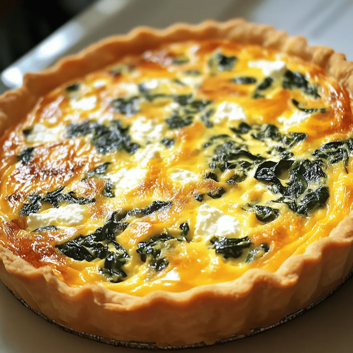 Hüttenkäse und Spinat Krustenlose Quiche leicht gemacht