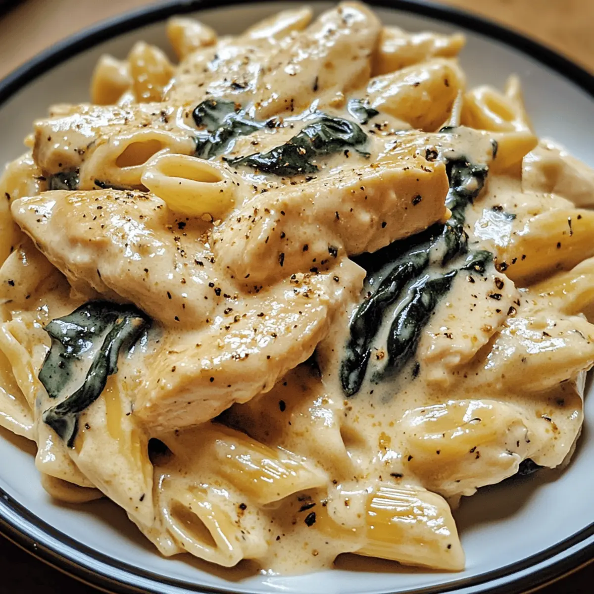 Frischkäse-Spinat-Hähnchen-Pasta für schnelle Genießer
