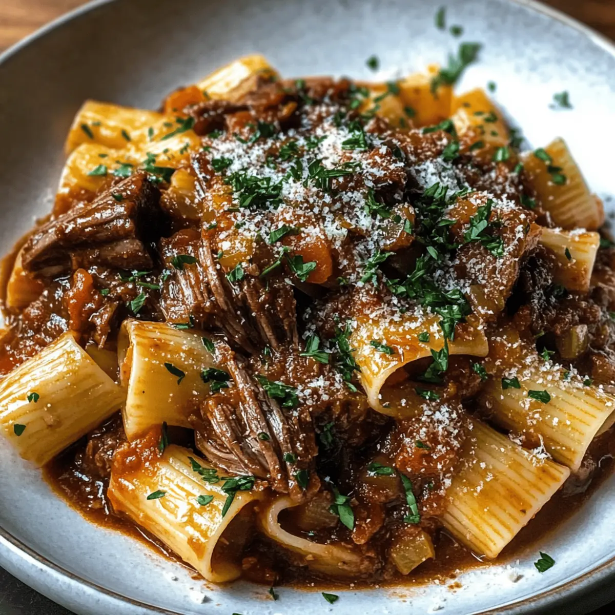 Schmor-Rinderbraten-Ragù-Pasta für Familienfreuden