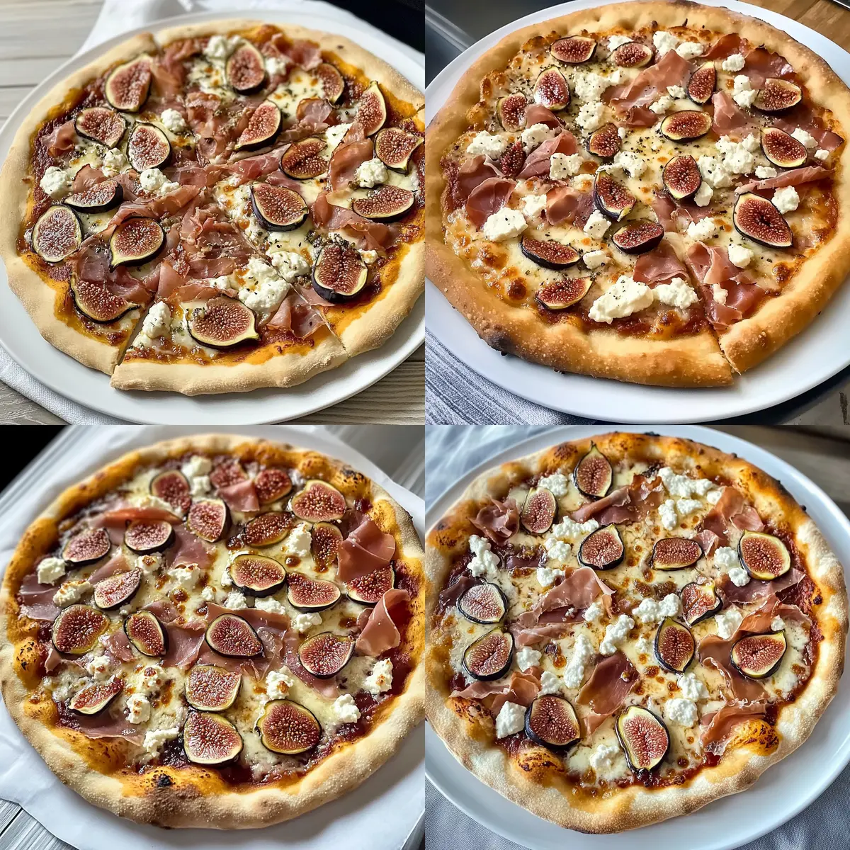 Einfache Feigenpizza mit Ziegenkäse und Prosciutto