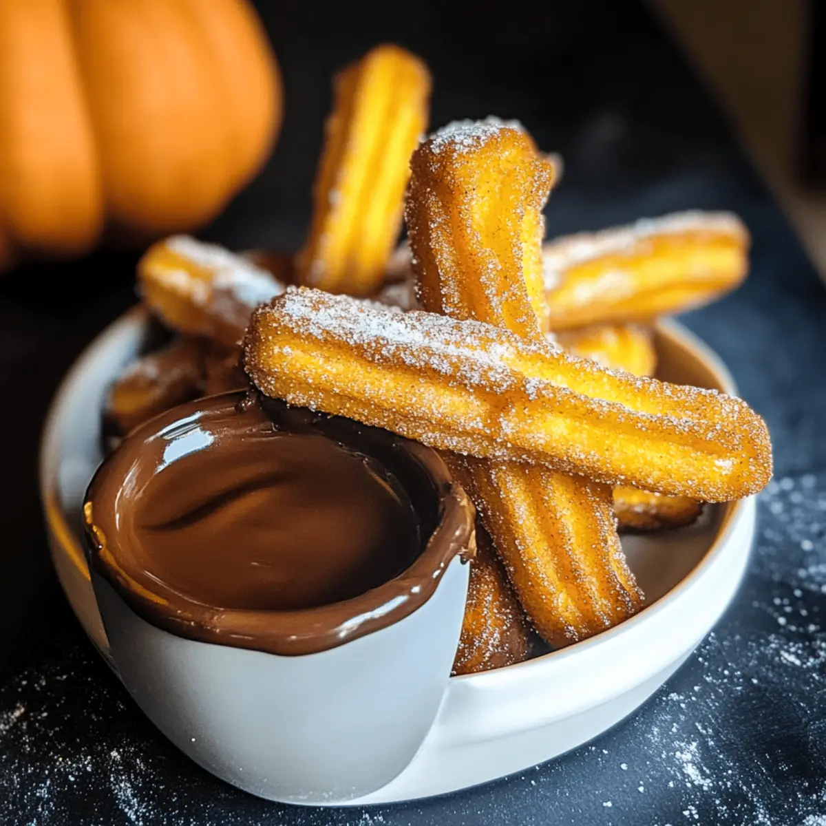 Kürbis-Churros mit leckerer Schokoladensauce
