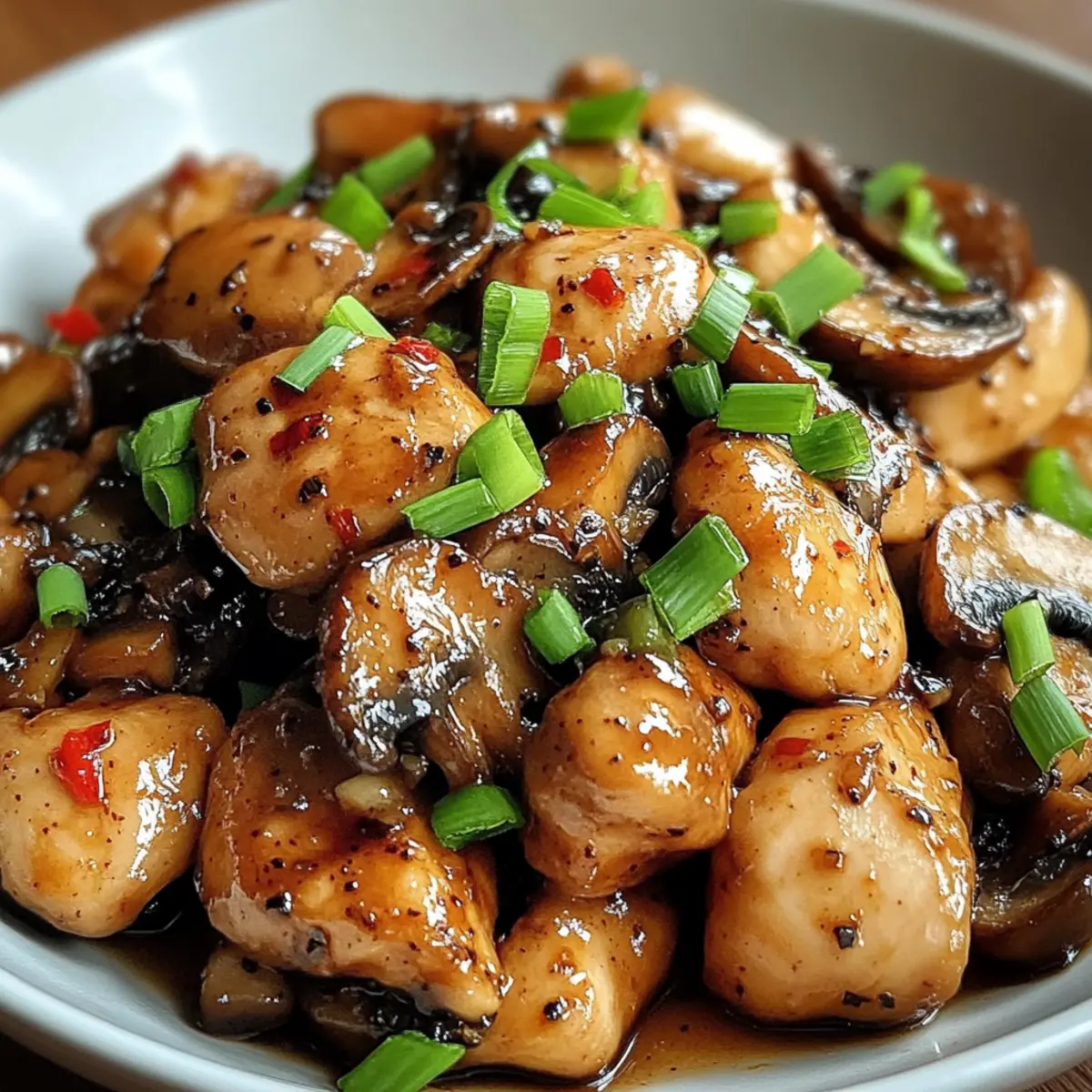 Schwarzer Pfeffer Hähnchen mit Champignons schnell gemacht