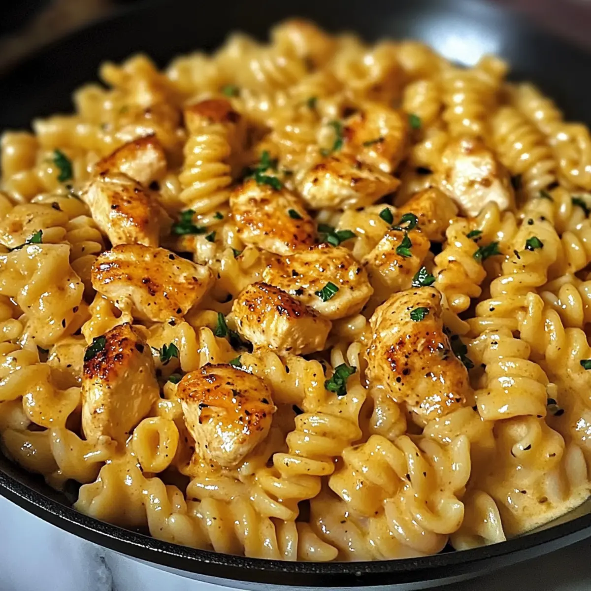 Cajun Knoblauchhühnchen Rotini Pfanne für Gemütliche Nächte