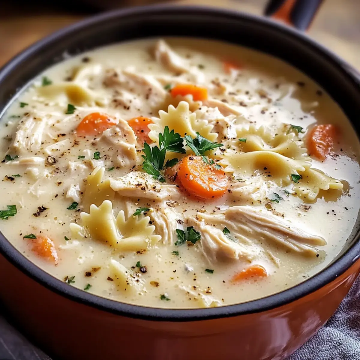 Cremige Hühnchen Alfredo Suppe für kalte Abende