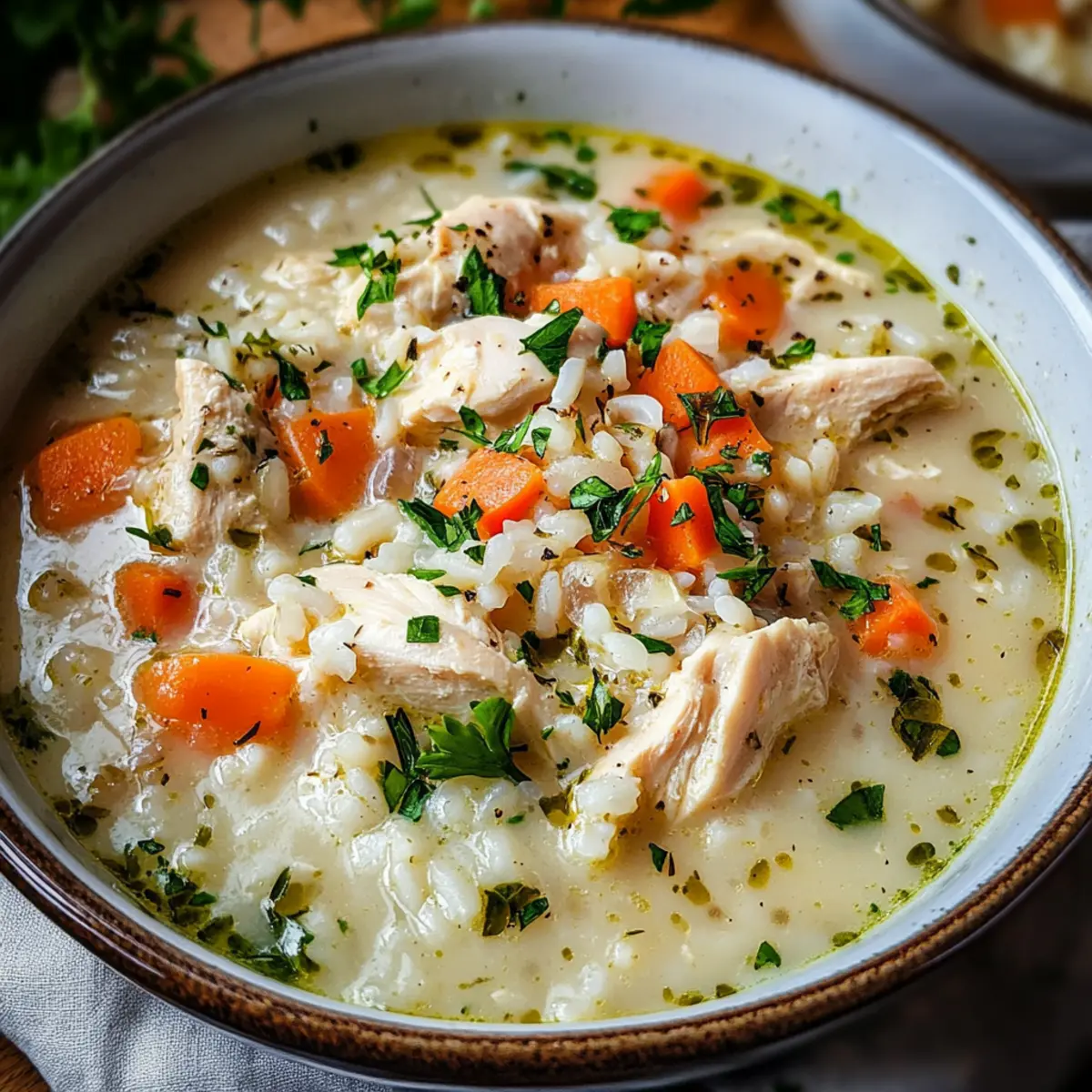 Cremige Hühner-Reis-Suppe für ruhige Abende