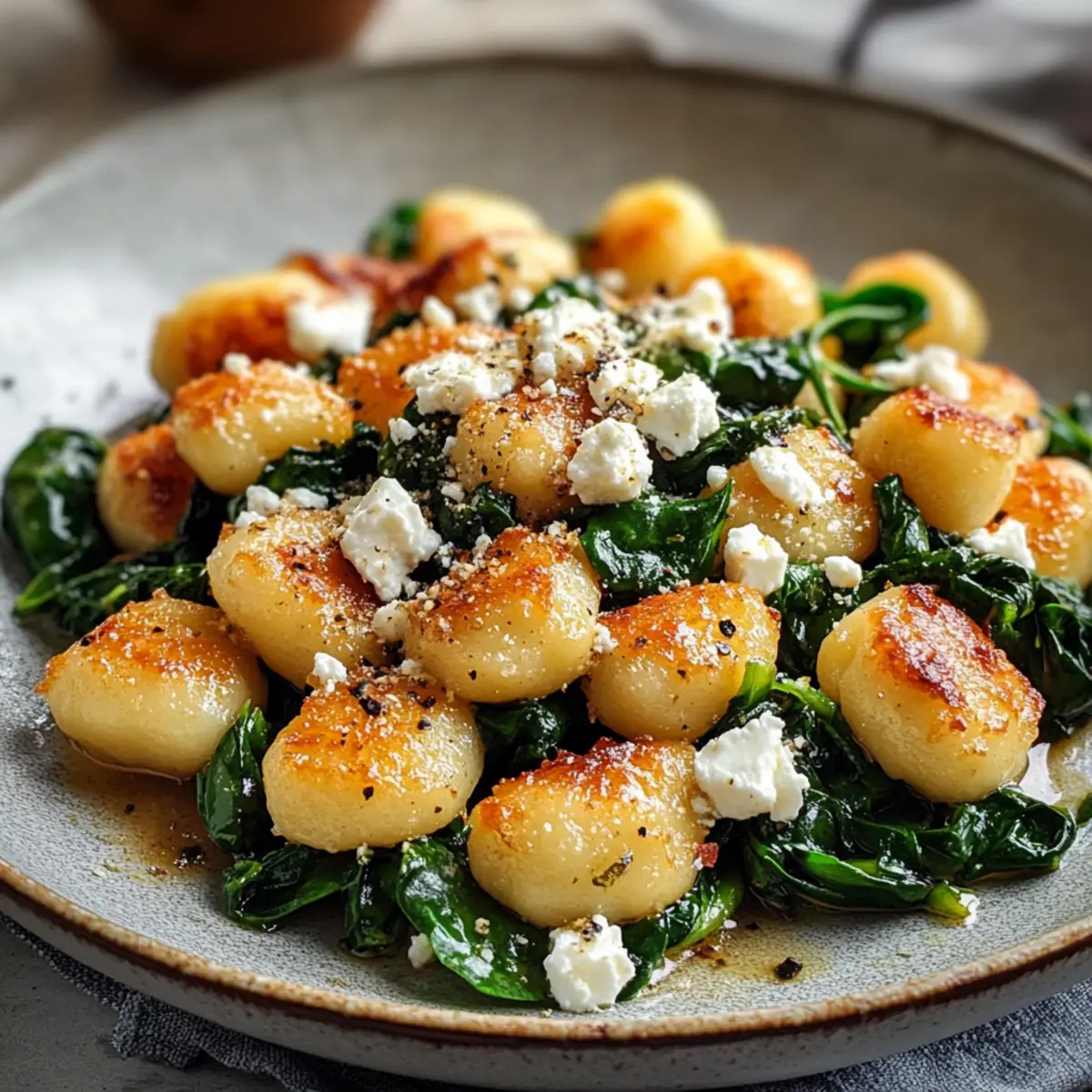 Knusprige Gnocchi mit Spinat und Feta für jeden Tag