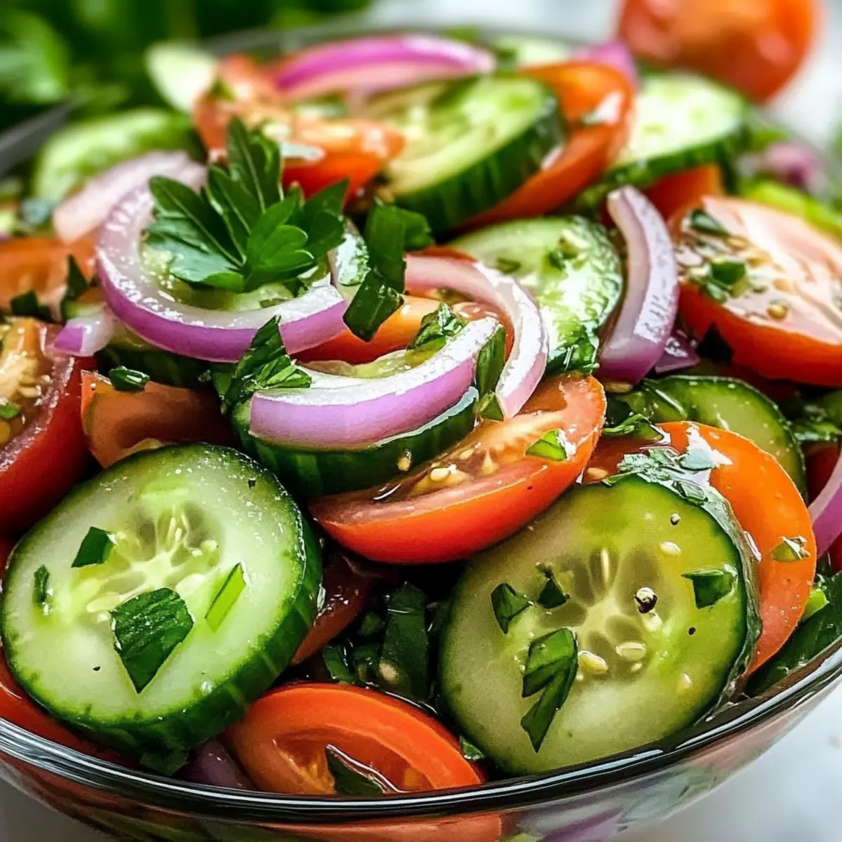 Frischer Gurken Tomatensalat für heiße Tage