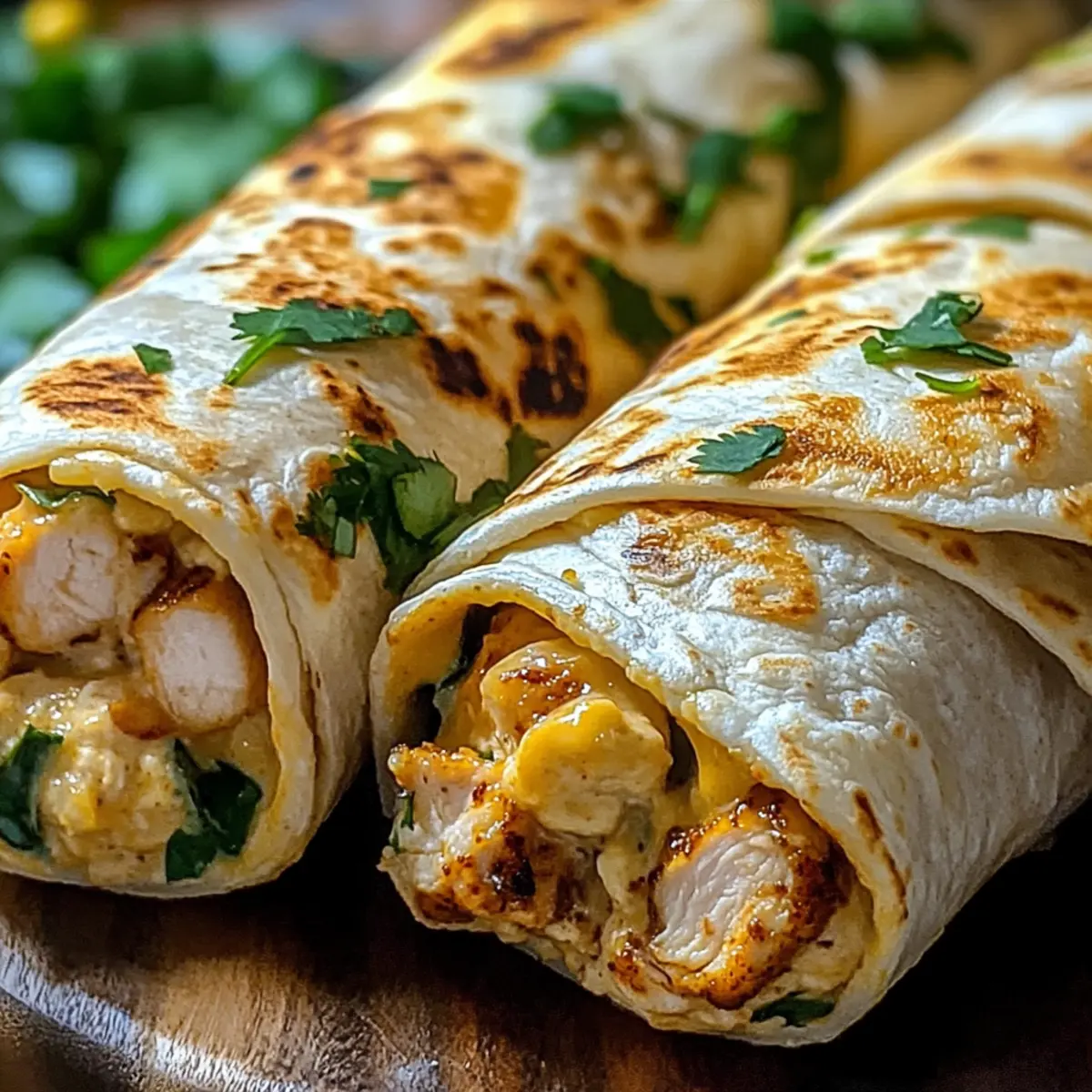Käsige Knoblauch-Hähnchen-Wraps für schnelle Abendessen