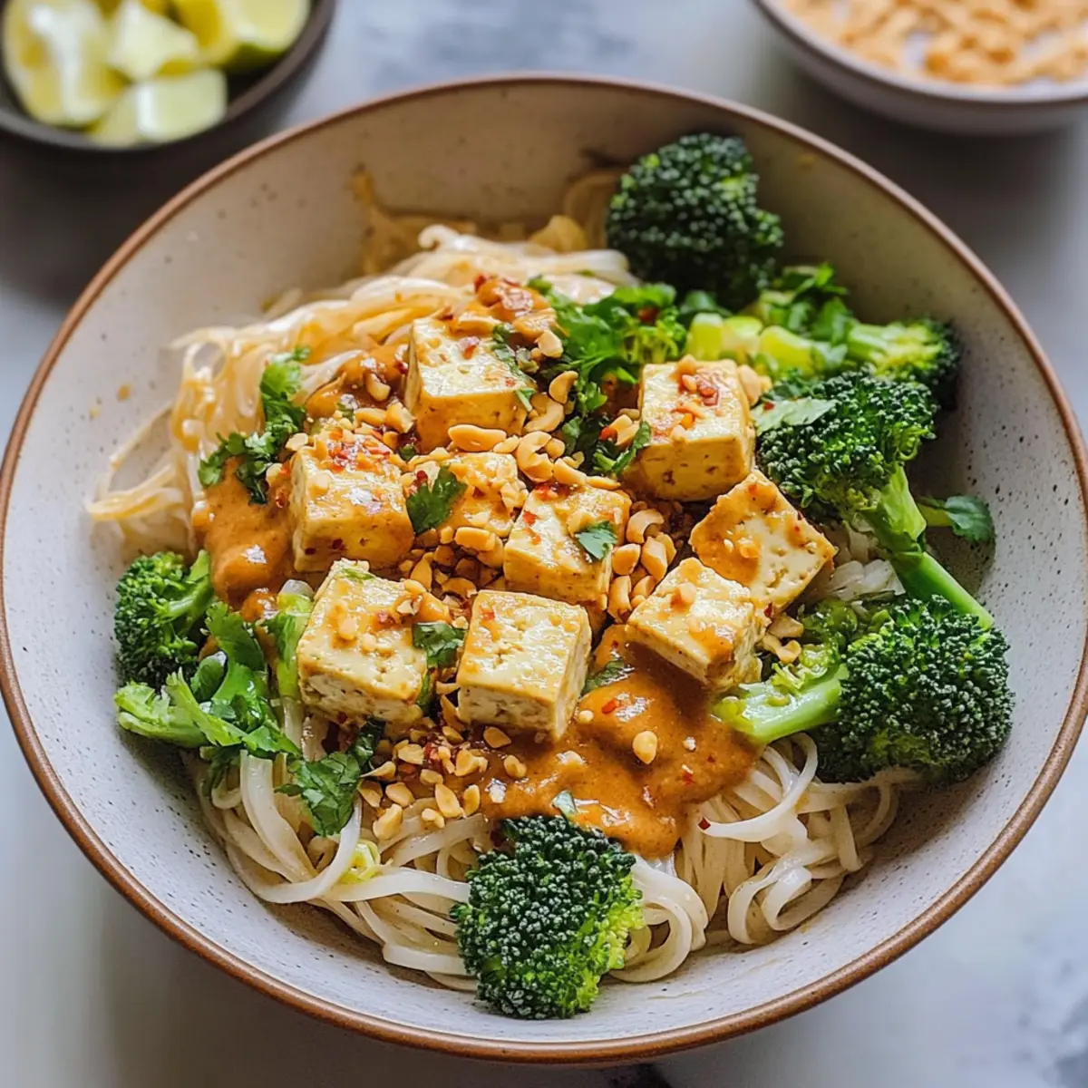 Erdnuss-Tofu-Nudelschalen für einen schnellen Genuss