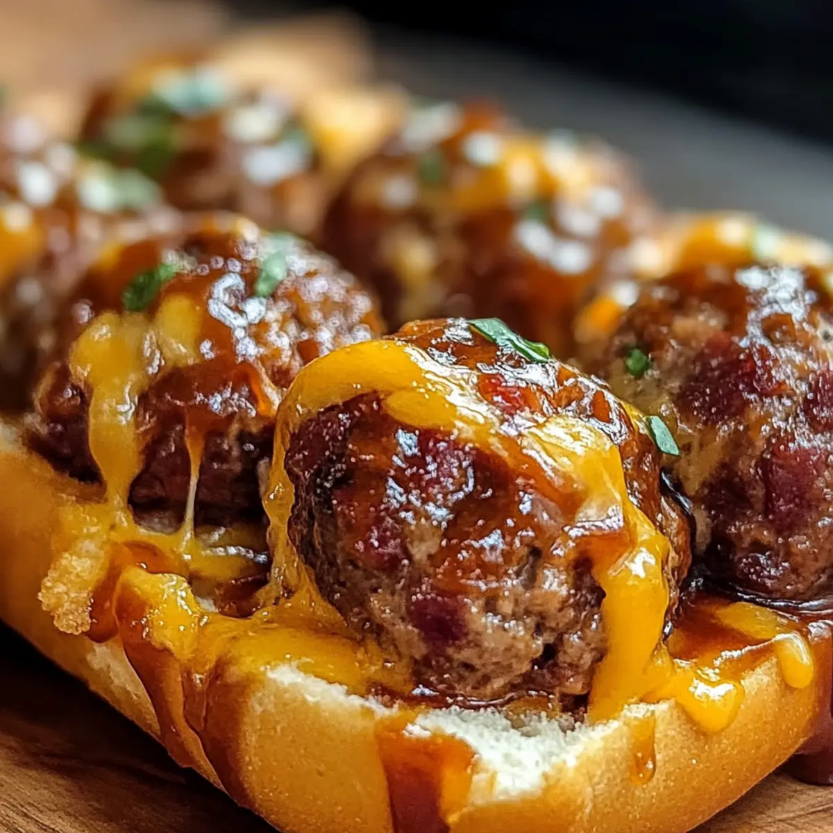 Sizzling Bourbon BBQ Bacon Cheeseburger Fleischbällchen genießen