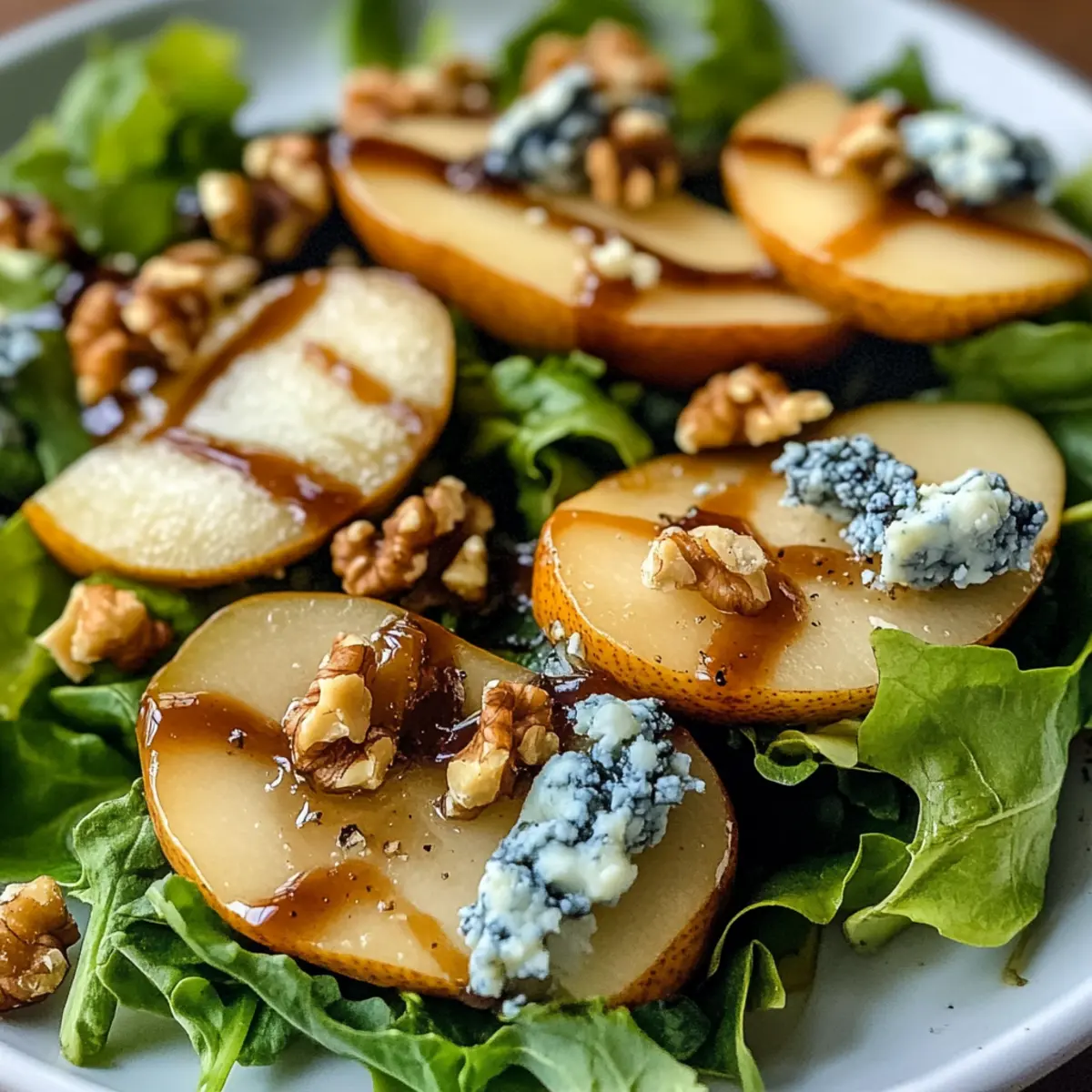 Karamellisierte Birnen und Blauschimmelkäsesalat für Genießer