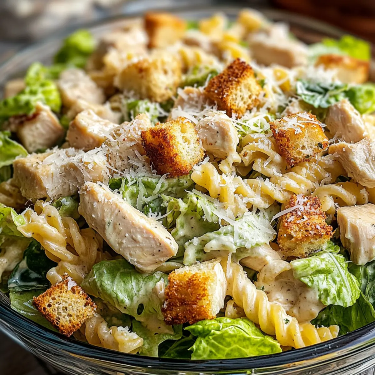 Hühnchen Caesar Pasta Salat für jede Gelegenheit