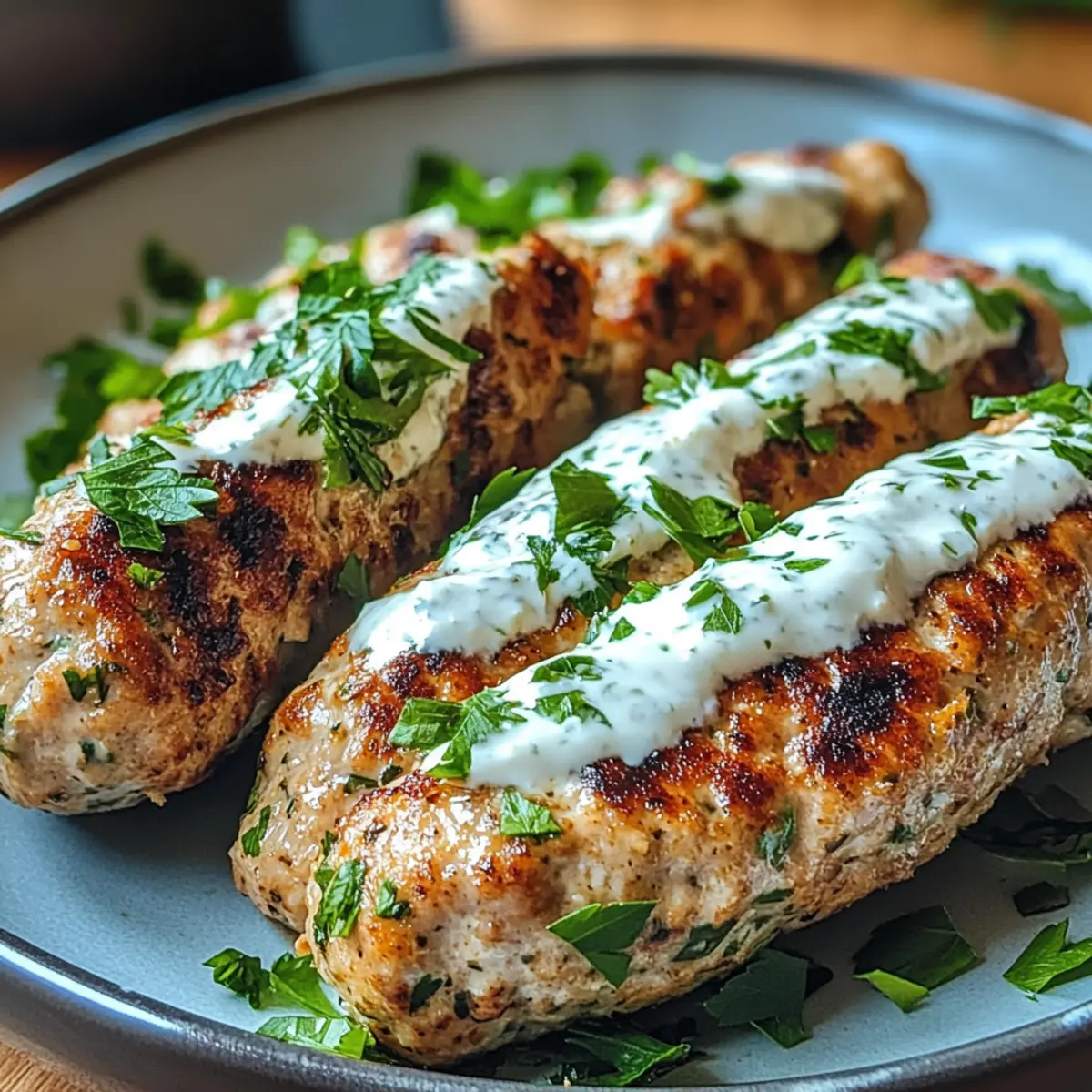 Hähnchen-Kofta mit Knoblauch-Joghurt-Sauce für Zuhause