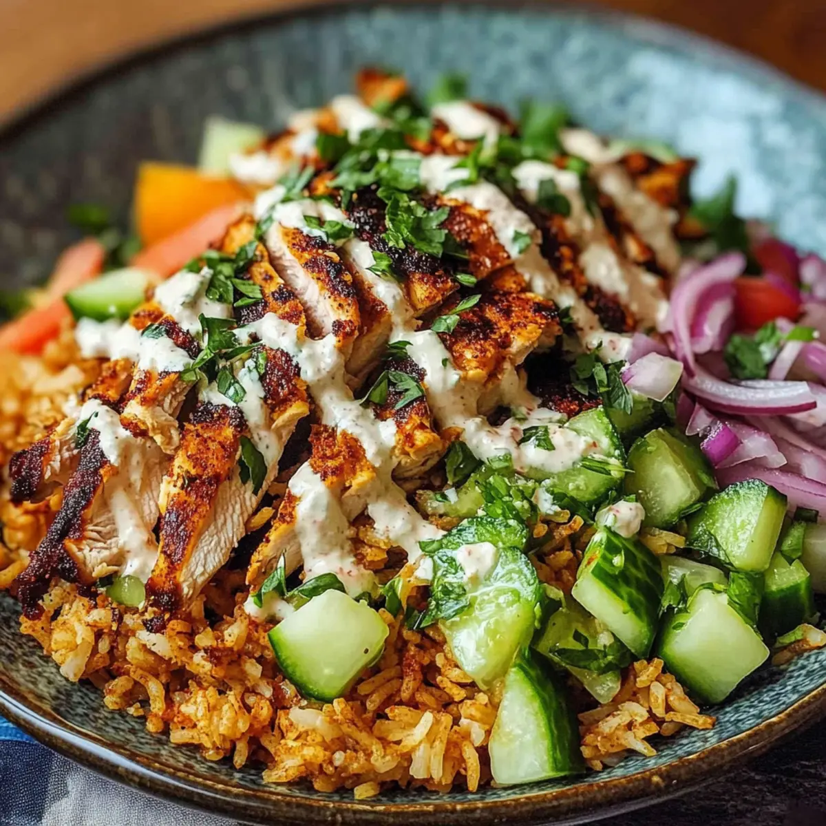 Hühnchen Shawarma knuspriger Reis Salat selbstgemacht