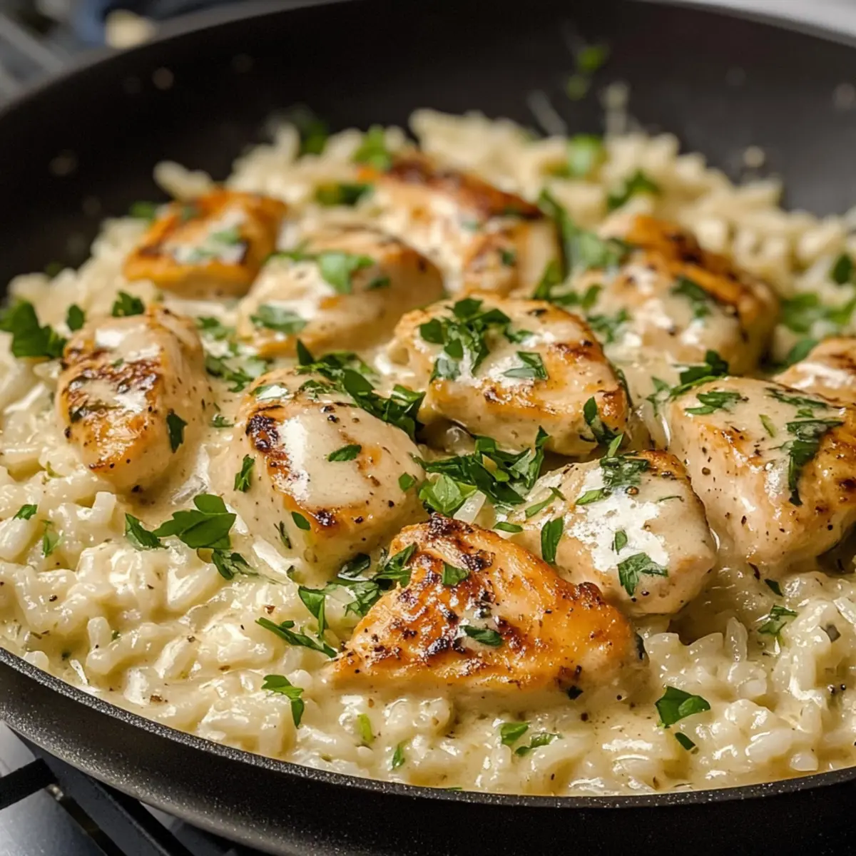 Cremiges Kräuterhühnchen & Basmati-Reis für Zuhause