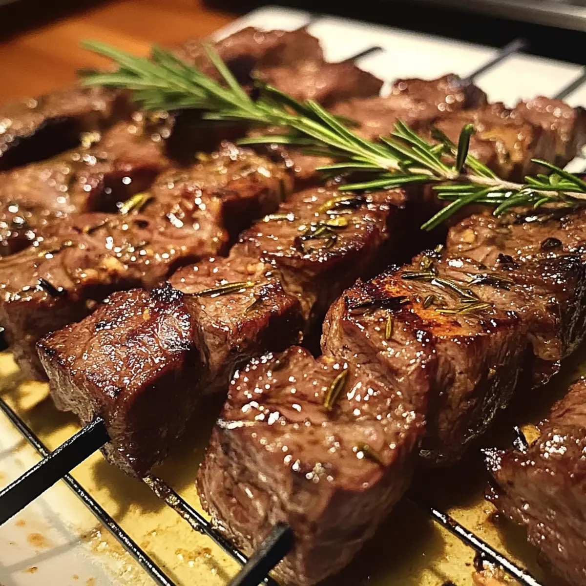 Knoblauch Rosmarin Rindfleisch Spieße für Genießer