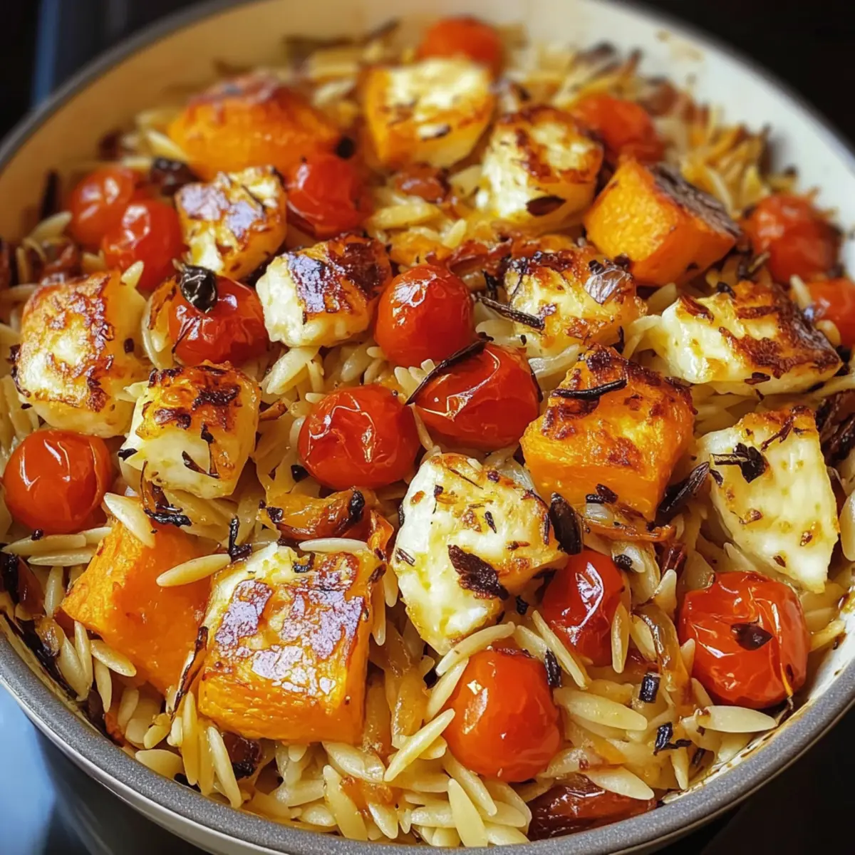 Herbstlicher Halloumi Orzo Auflauf für Gemütliche Abende