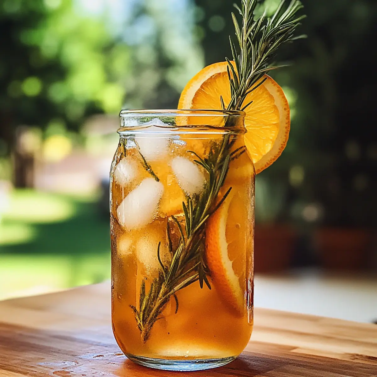 Erfrischender Orange Rosmarin Eistee für den Sommer