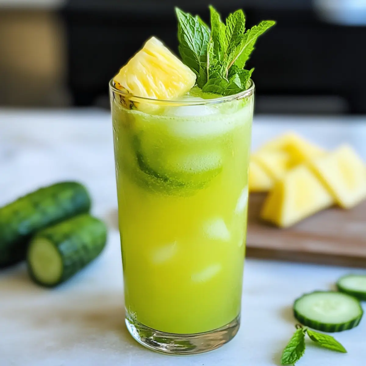 Erfrischende Ananas Gurke Agua Fresca zum Genießen