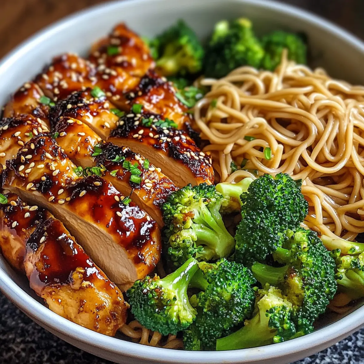 Würzige Knoblauch-Hähnchen- und Brokkoli-Nudel-Schalen