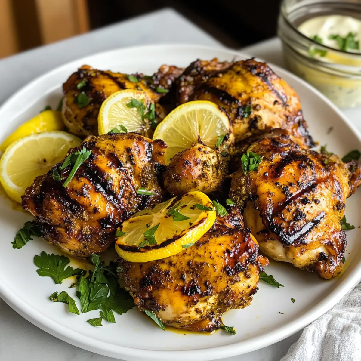 Gegrillte Kurkuma-Hühnchenschenkel für Genuss pur