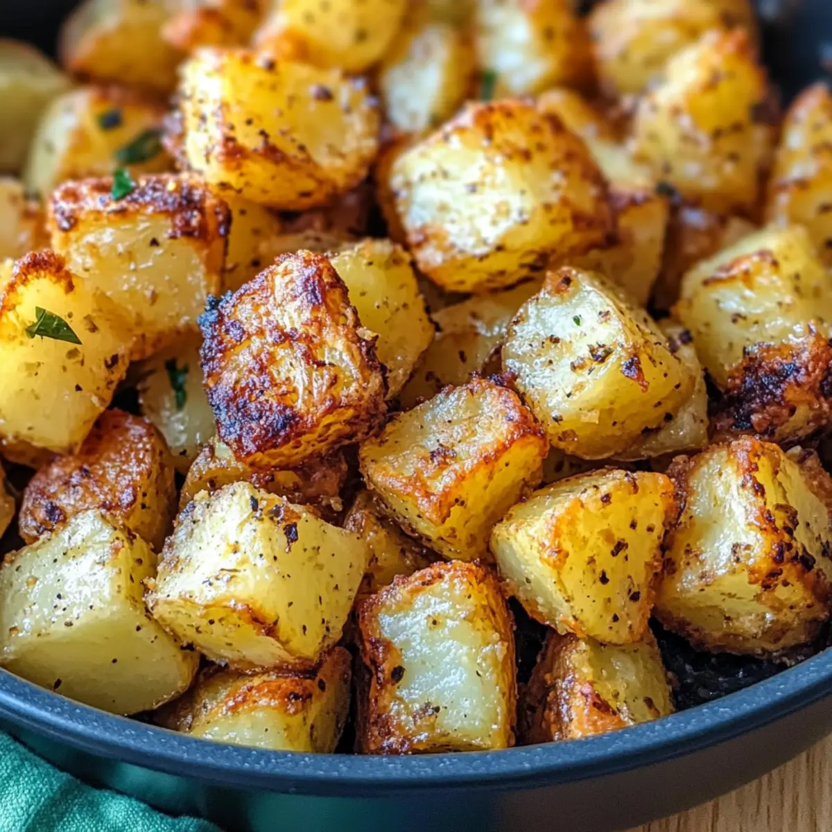 Luftfritteuse gewürfelte Kartoffeln perfekt knusprig