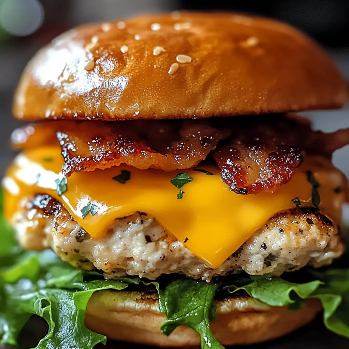 Saftige Cheddar Ranch Hähnchenburger für Zuhause