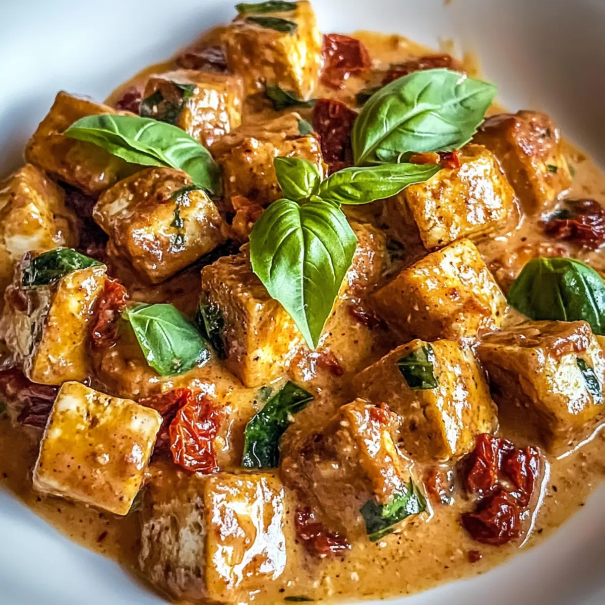 Cremiger Heiratsantrag Tofu mit Knoblauchsoße