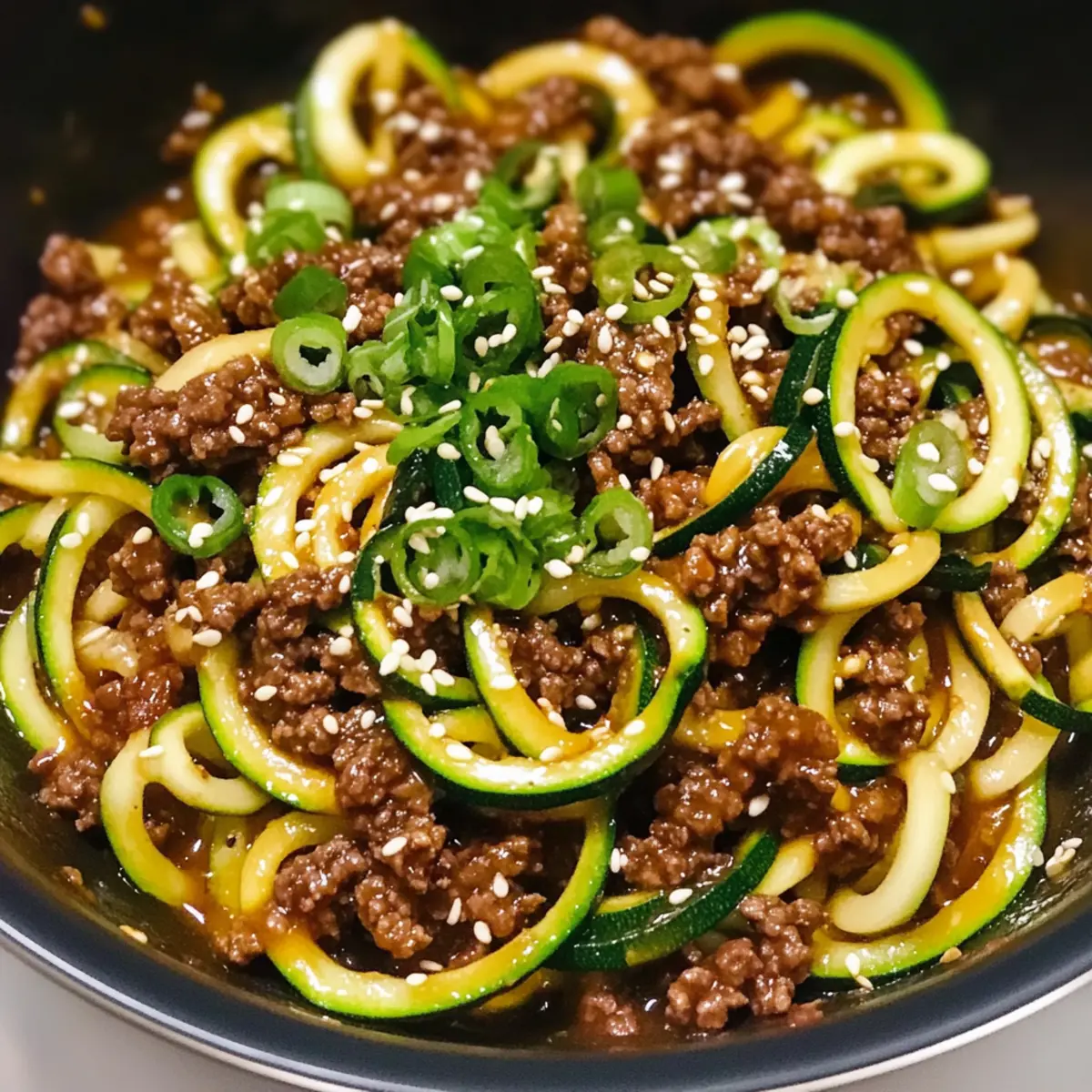 Würzige koreanische Rindfleisch-Zucchini-Nudeln schnell gekocht
