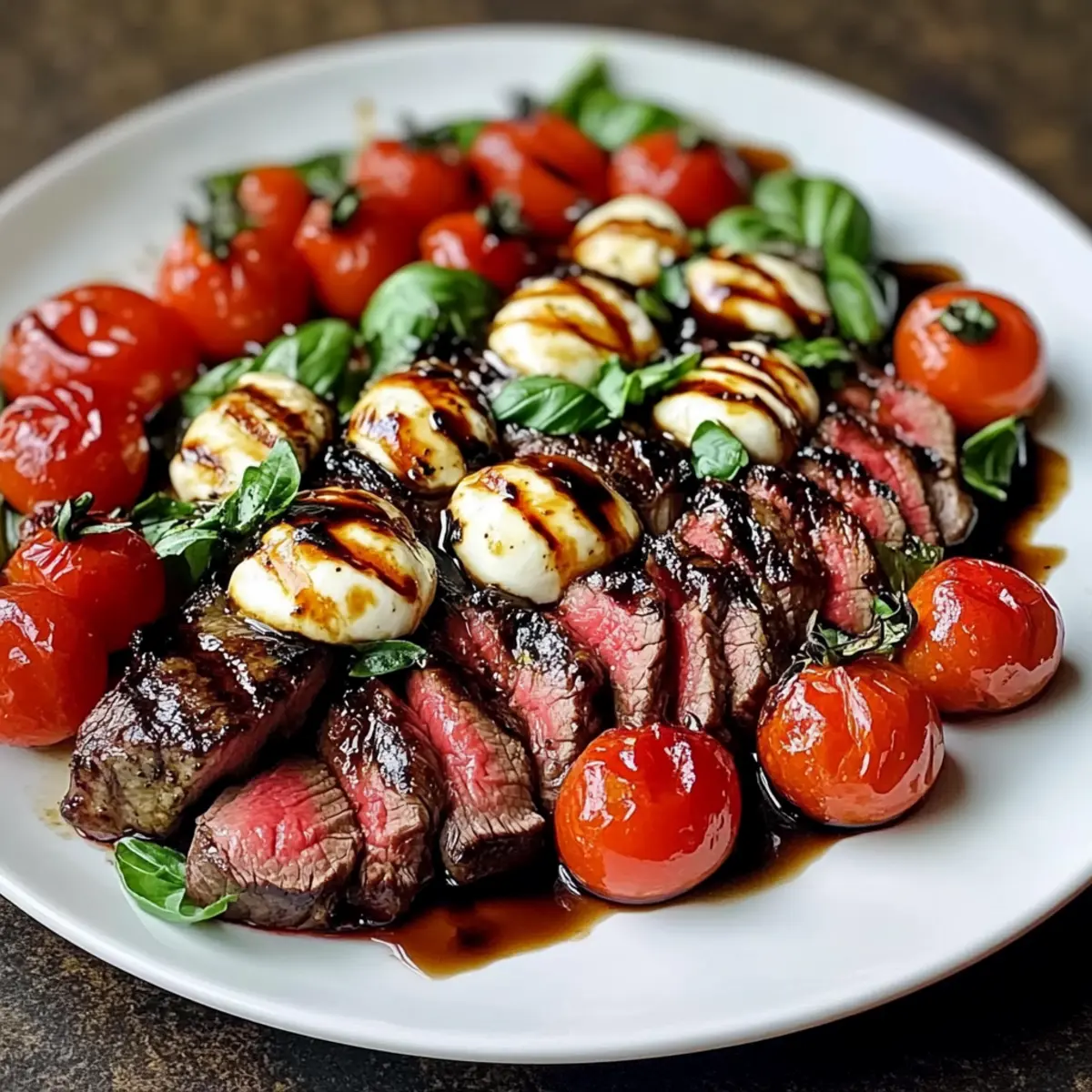 Gegrilltes Flankensteak Caprese mit Balsamico-Dressing