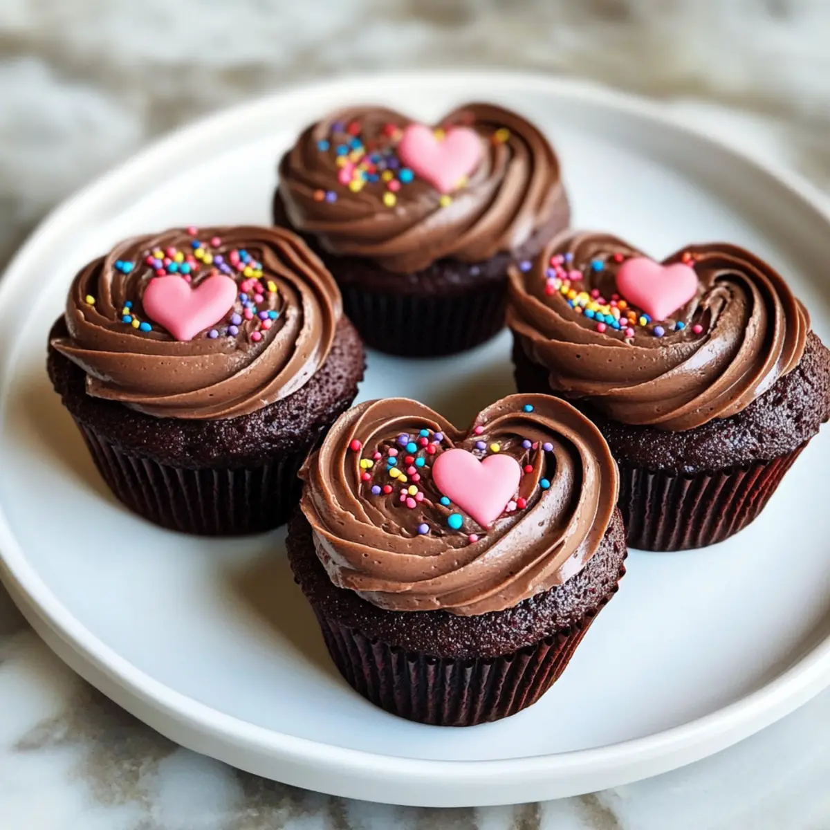 Herzförmige Schokoladenmuffins für Liebhaber