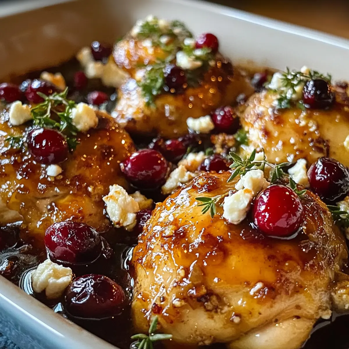 Honig Cranberry Hühnchen Auflauf mit Feta Käse rezept