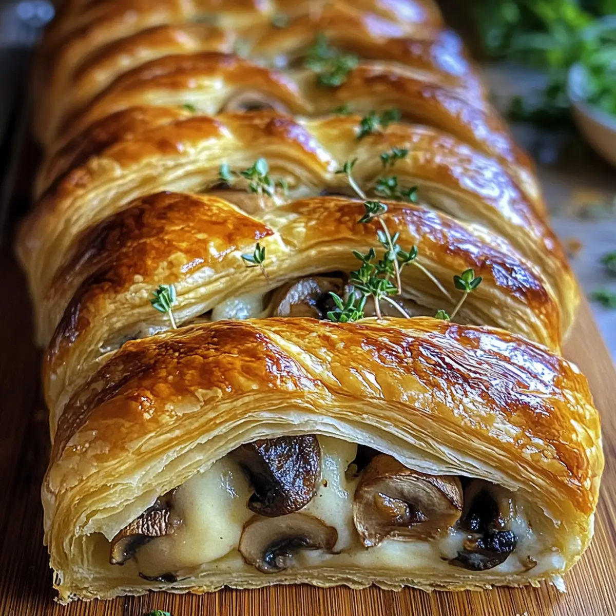 Pilz- und Gruyère-Blätterteig-Zopf für Genießer