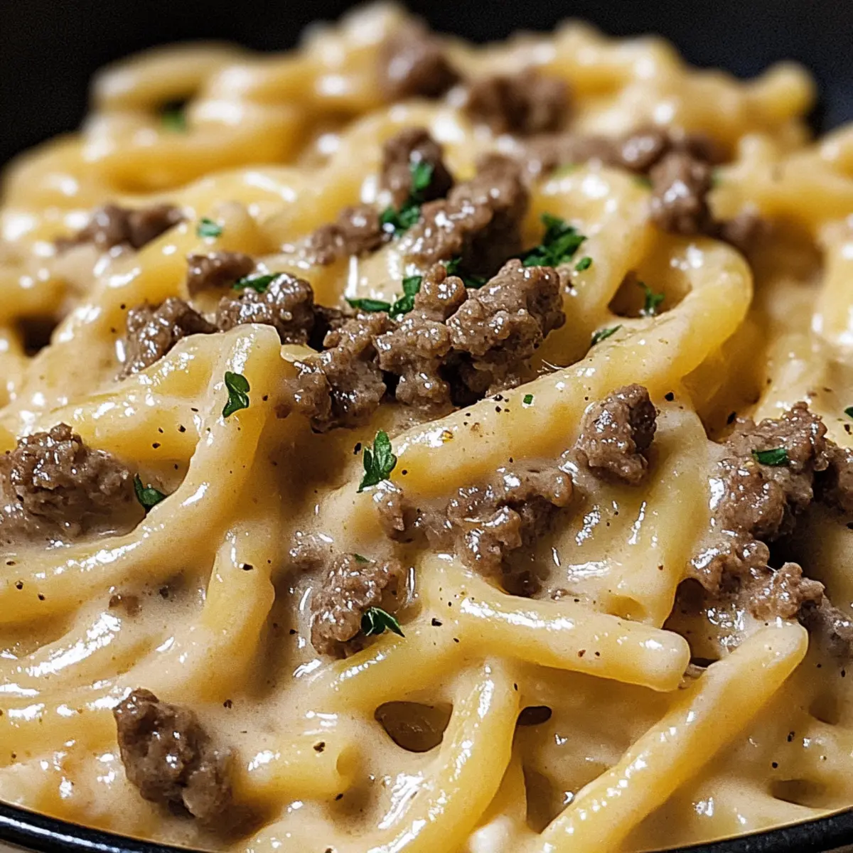 Ein-Topf Cremige Rindfleisch und Knoblauchbutter Pasta