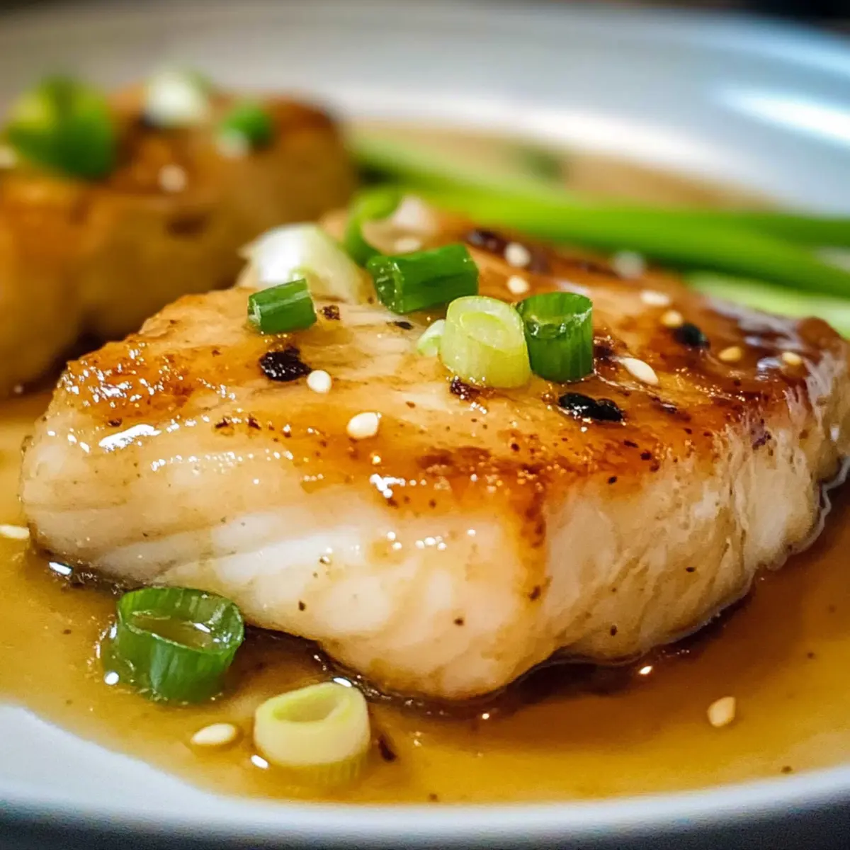 Panierte Bratmiso-glänzende Kabeljau genießen