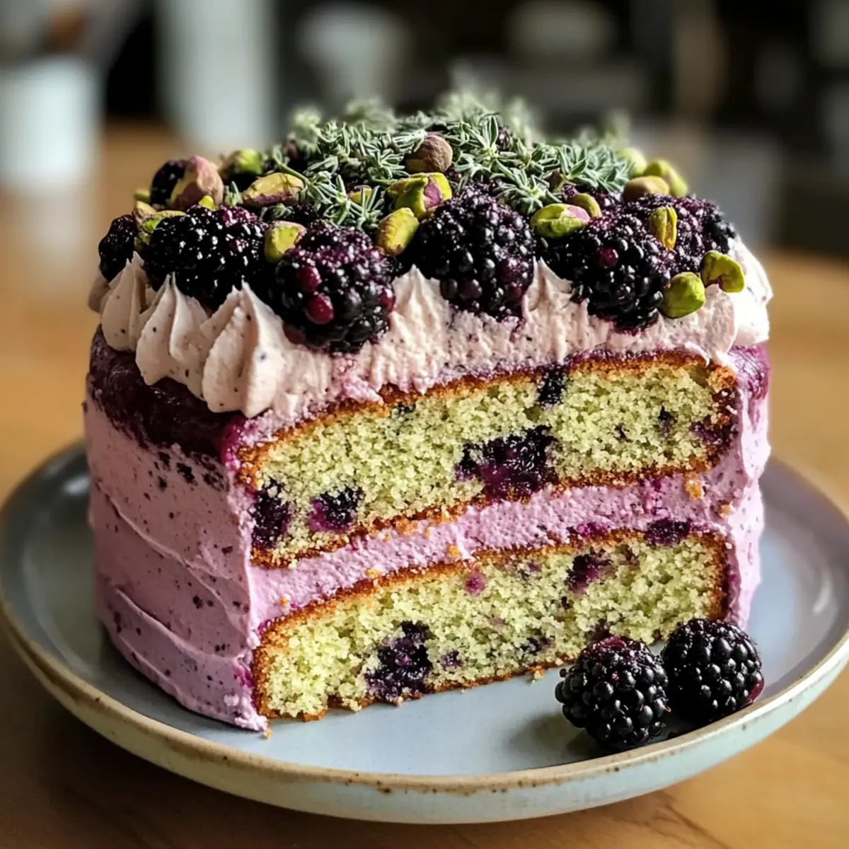 Pistazien- und Brombeer-Olivenölkuchen für Feinschmecker