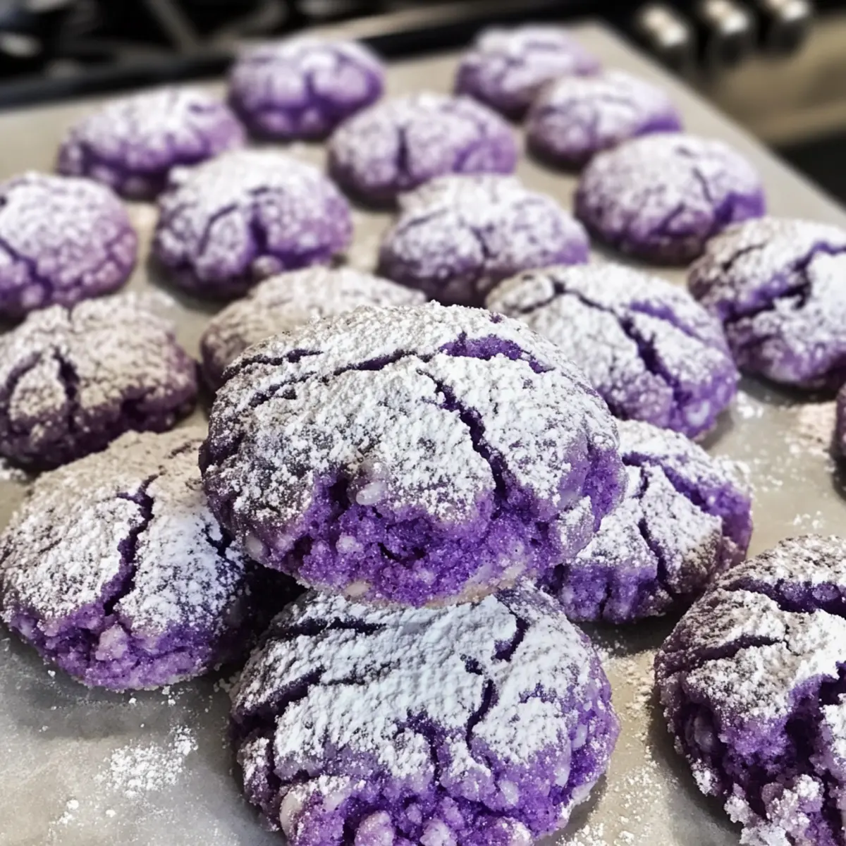 Lila Faltenkekse für strahlende Dessertmomente