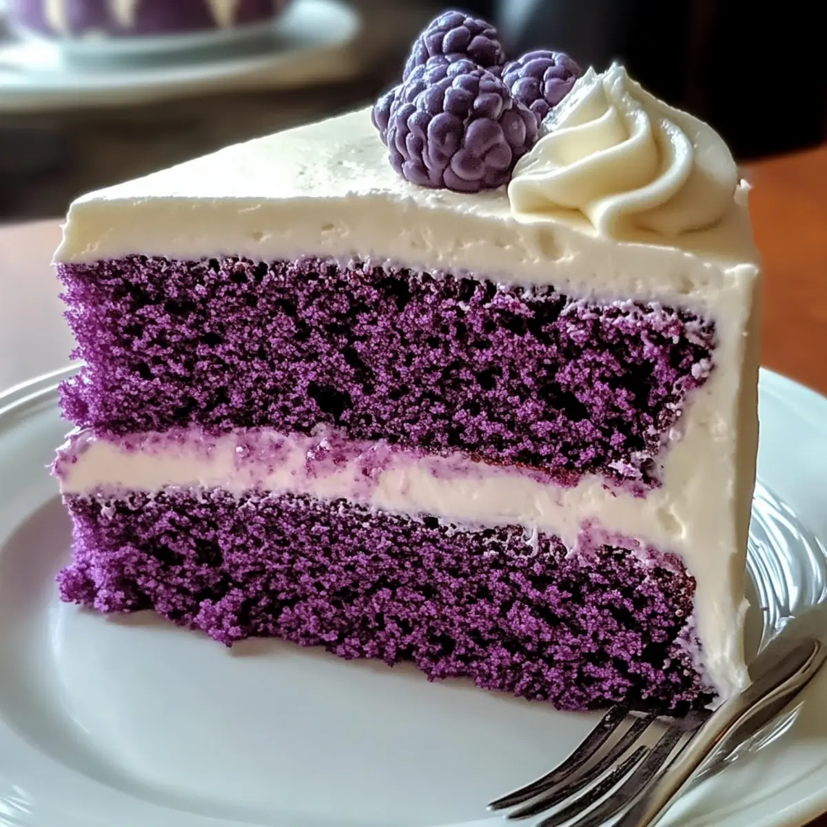 Lila Samtkuchen mit Weißer Schokolade Füllung