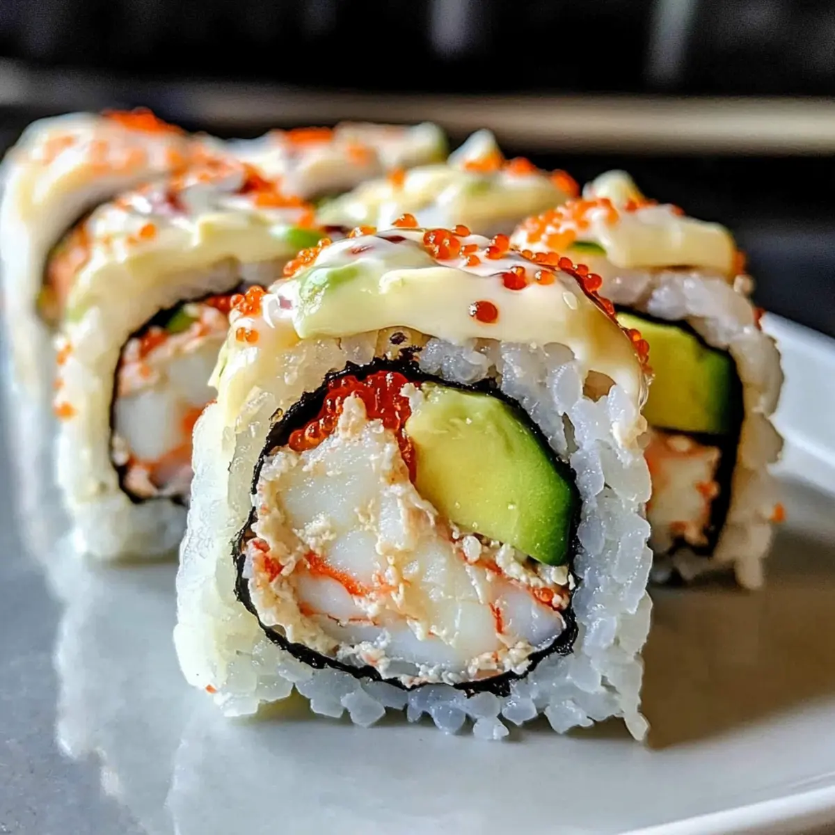 Scharfe Krabbenrolle (Kani Maki) Sushi für Zuhause