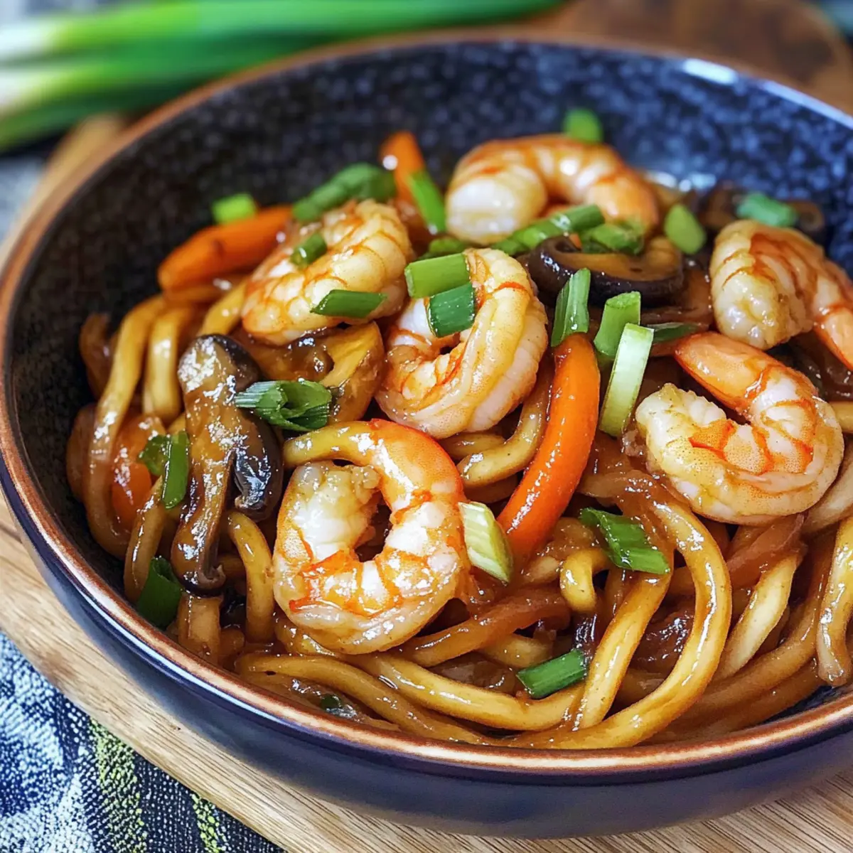 Schnelles Yaki Udon mit Garnelen in 20 Minuten