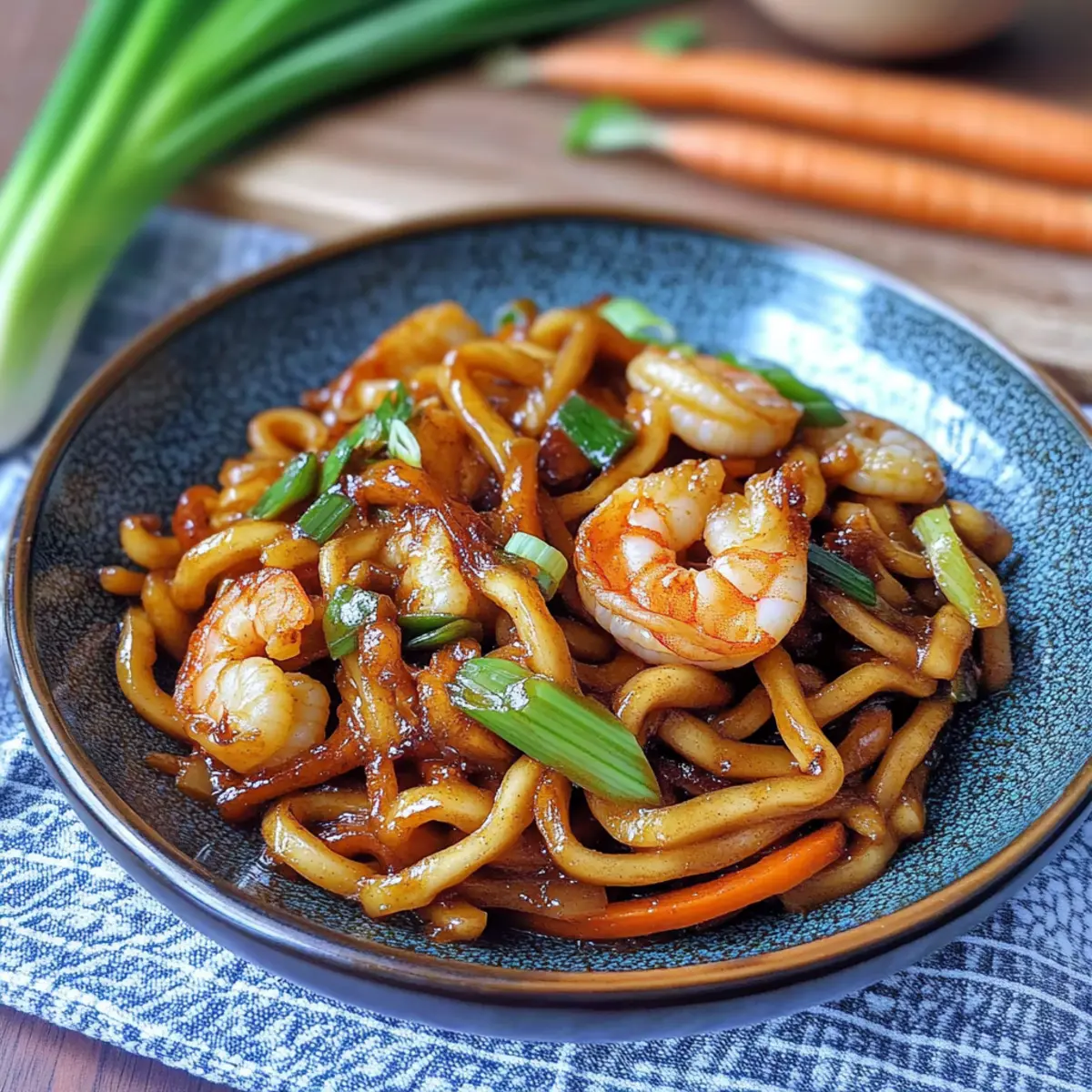 Yaki Udon mit Garnelen in 20 Minuten zubereiten