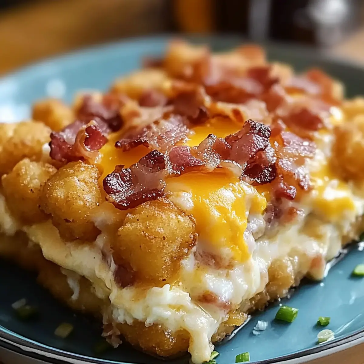 Bacon und Ei Tater Tot Auflauf für das perfekte Frühstück
