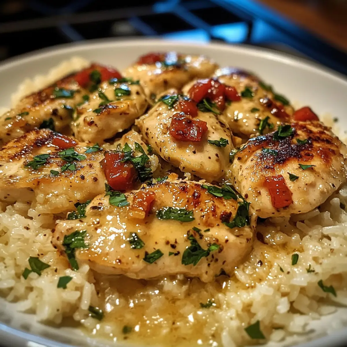 Hähnchen Scampi mit Knoblauch-Parmesan-Reis genussvoll zubereiten