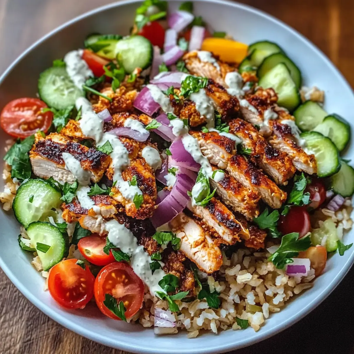 Hühnchen Shawarma Crispy Reis Salat lecker und gesund